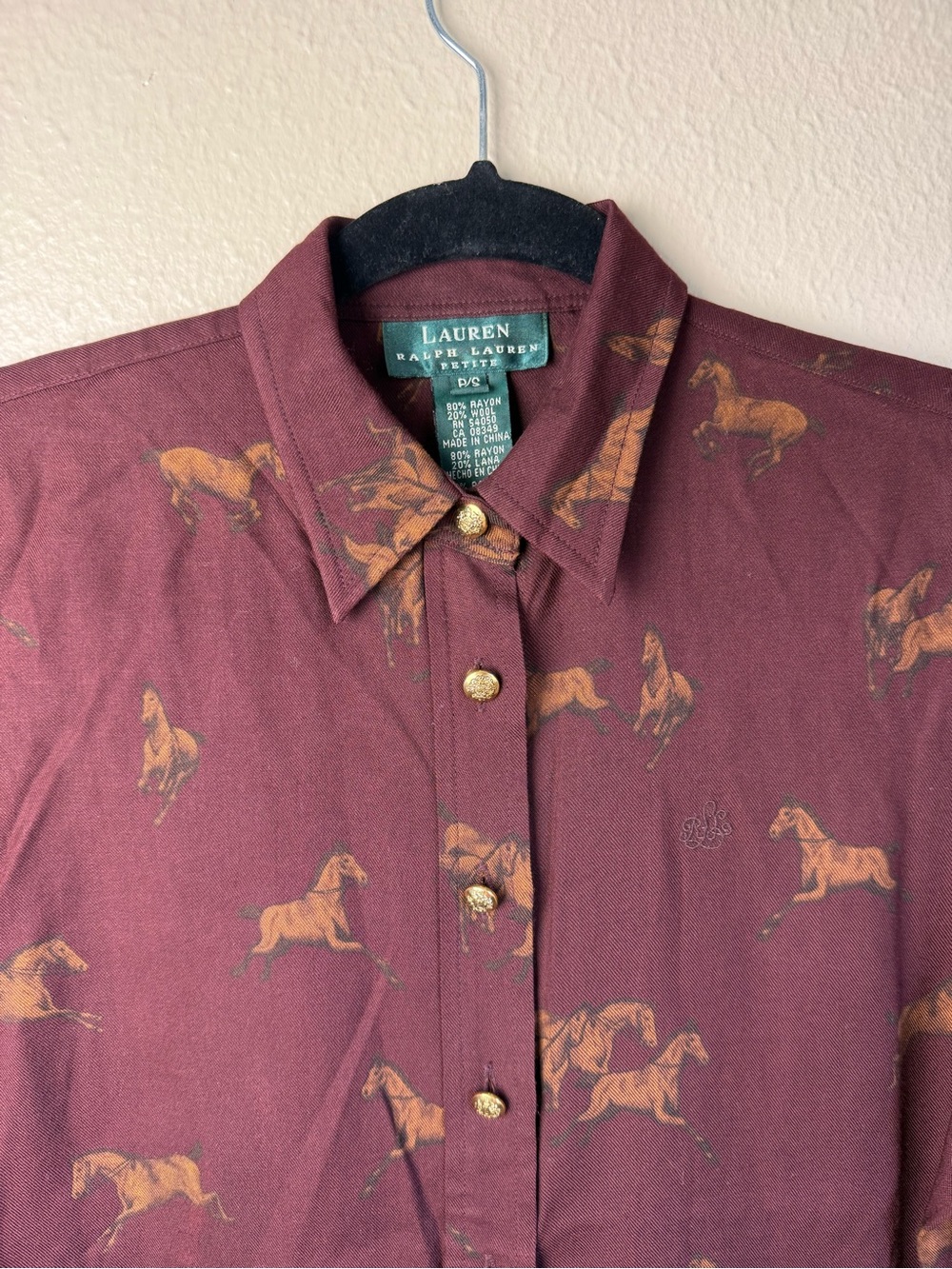 VTG Lauren Ralph Lauren horse print button down - Picture 3 of 5